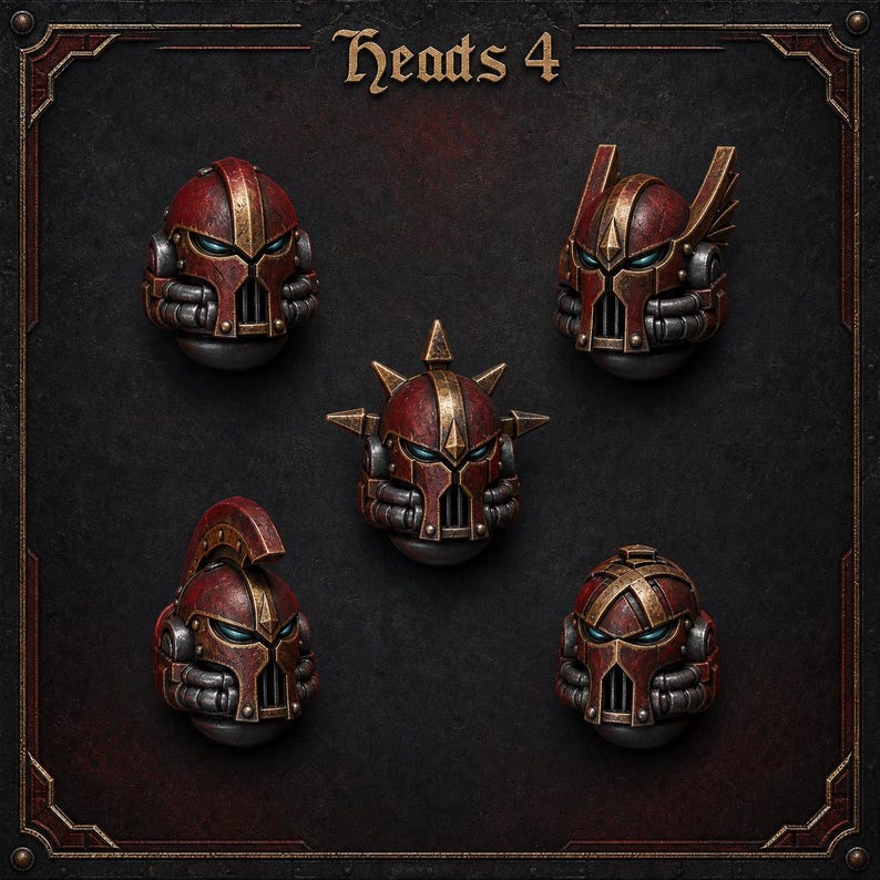 Crimson Lords - Heads #4 - 16k Resin - GreyTide Studio - Blood / Space Warriors / Bitz / Tabletop / Wargaming / Grimdark bild 1
