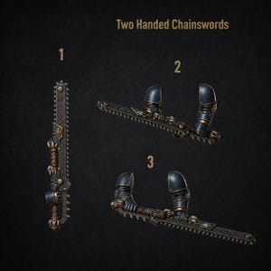 Primal Hounds - Two Handed Chainswords - 16k Resin - GreyTide Studio - Wolves / Space Warriors / Bitz / Tabletop / Wargaming / Grimdark image 1
