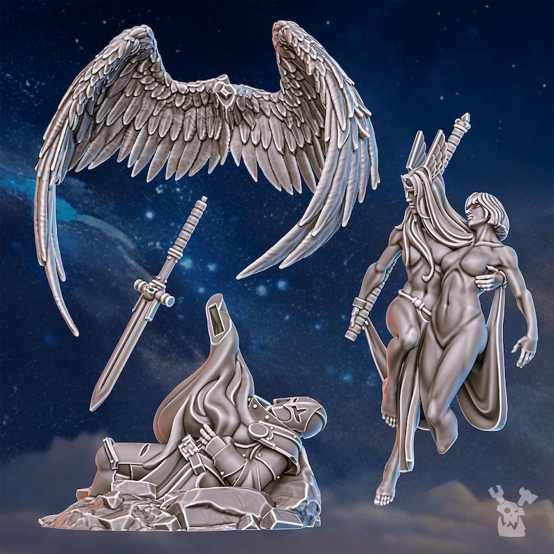 Valkyries Warmaster Air | 16k Resin Miniatures | 28mm 32mm Tabletop Wargaming | Unpainted image 9