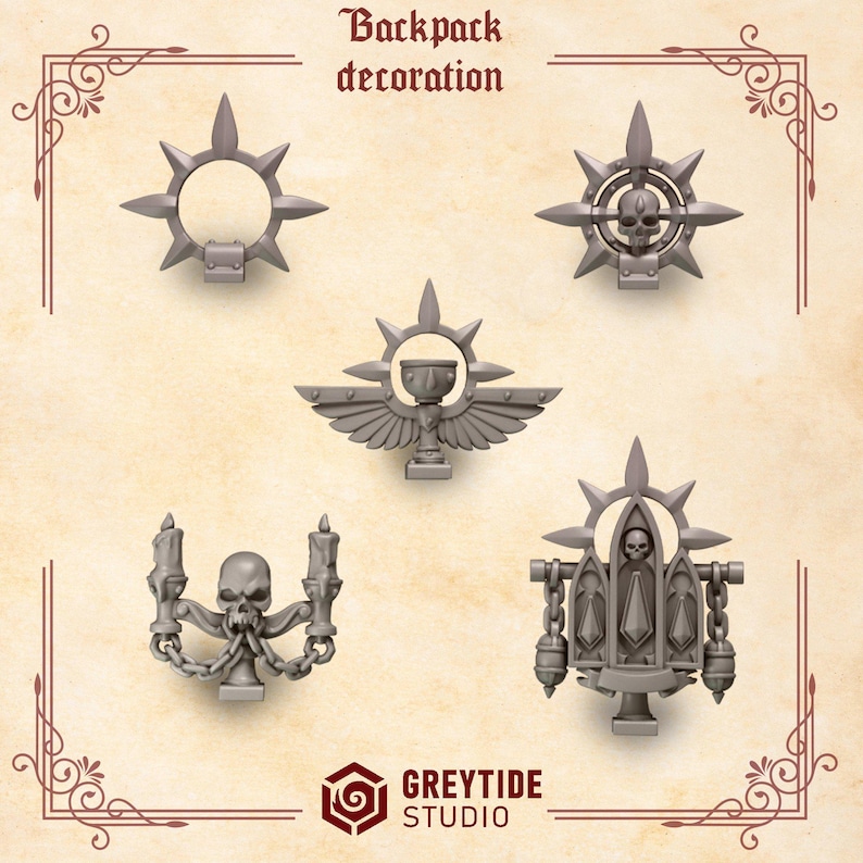 Crimson Lords – Rucksackverzierung – 16k Resin – GreyTide Studio – Blood / Space Warriors / Bitz / Tabletop / Wargaming / Grimdark Bild 2