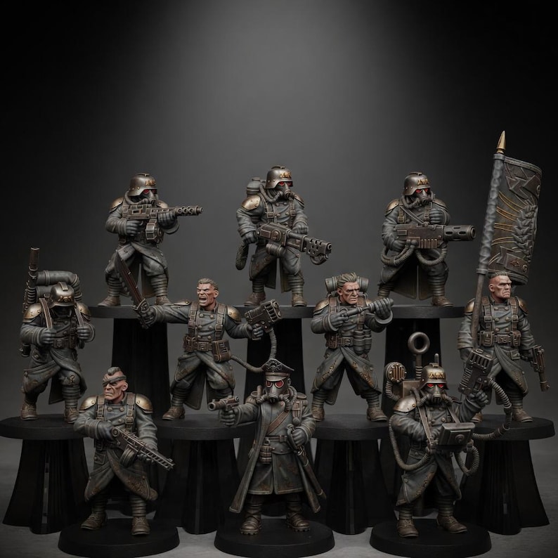 Grimguard Combatants | Station Forge 16k Resin Miniatyrer | 28 mm 32 mm Bordspel Krigsspel | Omålad bild 1
