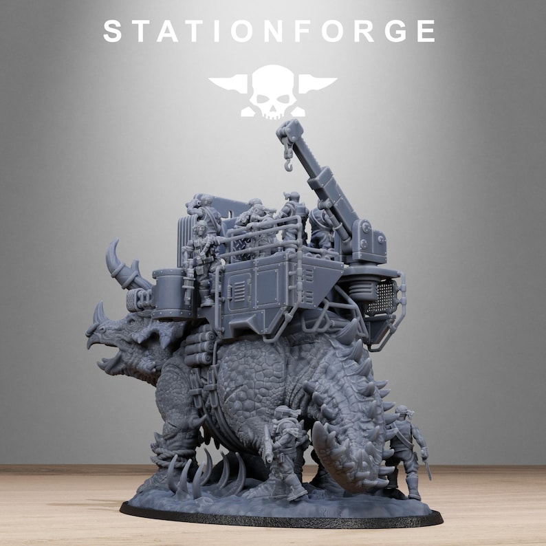 Grimguard Jungle Fighters Triceratank | Station Forge 16k Resin Miniatures | 28 mm 32 mm Tabletop Wargaming | Unbemalt Bild 4