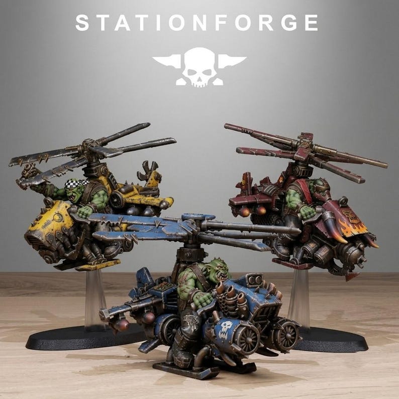 Orks Orkaz Kopters | Station Forge 16k Resin Miniatures | 28mm 32mm Tabletop Wargaming | Unpainted image 10