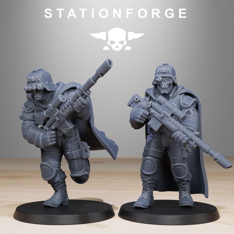 GrimGuard Snipers | Station Forge 16k Resin Miniatyrer | 28 mm 32 mm Bordspel Krigsspel | Omålad bild 4