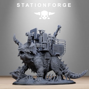 Grimguard Jungle Fighters Triceratank | Station Forge 16k Resin Miniatures | 28 mm 32 mm Tabletop Wargaming | Unbemalt Bild 2