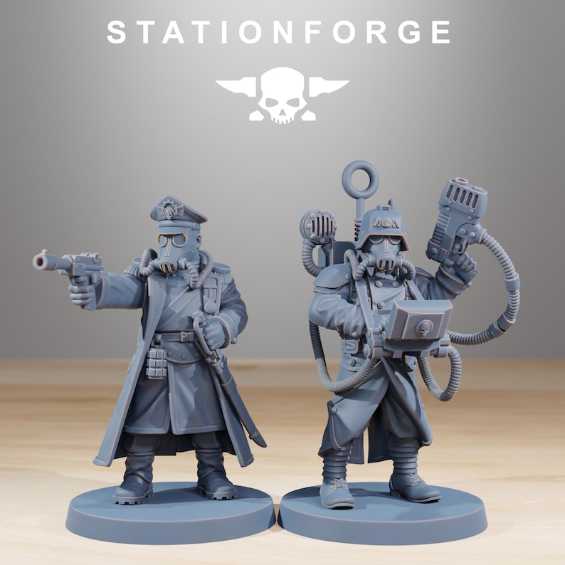 Grimguard Combatants | Station Forge 16k Resin Miniatyrer | 28 mm 32 mm Bordspel Krigsspel | Omålad bild 10