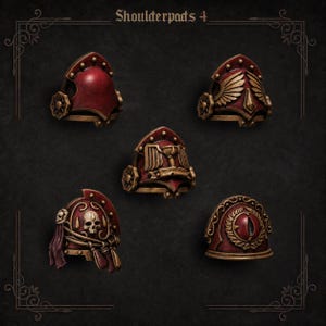 Crimson Lords – Schulterpanzer Nr. 4 – 16k Resin – GreyTide Studio – Blood / Space Warriors / Bitz / Tabletop / Wargaming / Grimdark Bild 1