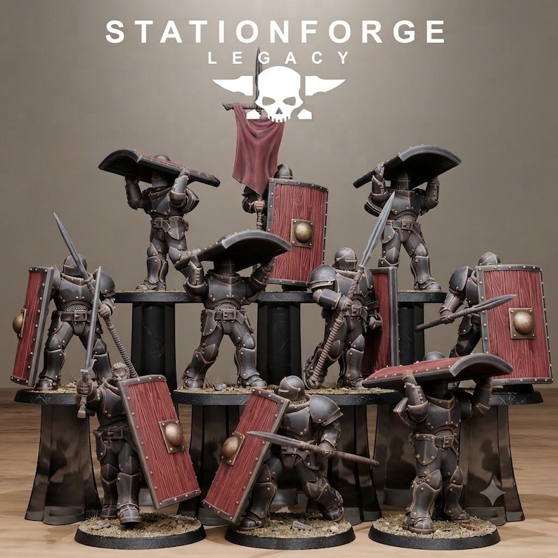 Solaris Shielders | Station Forge 16k Resin Miniatures | 28mm 32mm Tabletop Wargaming | Unpainted image 1
