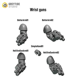 Crimson Lords - Wrist guns - 16k Resin - GreyTide Studio - Blood / Space Warriors / Bitz / Tabletop / Wargaming / Grimdark image 3