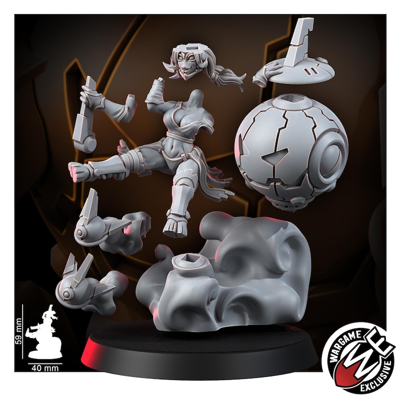 Coalition Drone Witch | 16k Resin Miniatures | 28mm 32mm Tabletop Wargaming | Unpainted image 6
