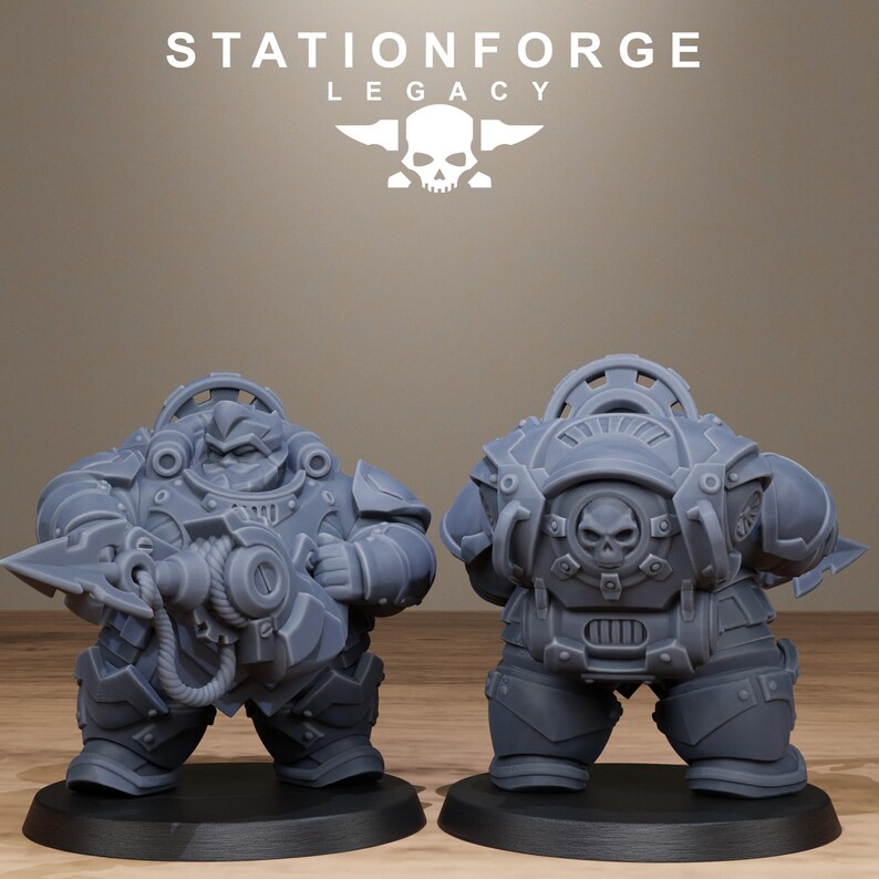 Legacy Ironvale Bulkguards | Station Forge 16k Resin Miniatures | 28 mm 32 mm Tabletop Wargaming | Ongeverfd afbeelding 3