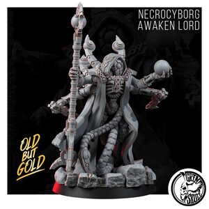Nekrocyborg Erweckter Gott | 16k Resin-Miniaturen | 28 mm/32 mm Tabletop-Wargaming | Unbemalt Bild 2