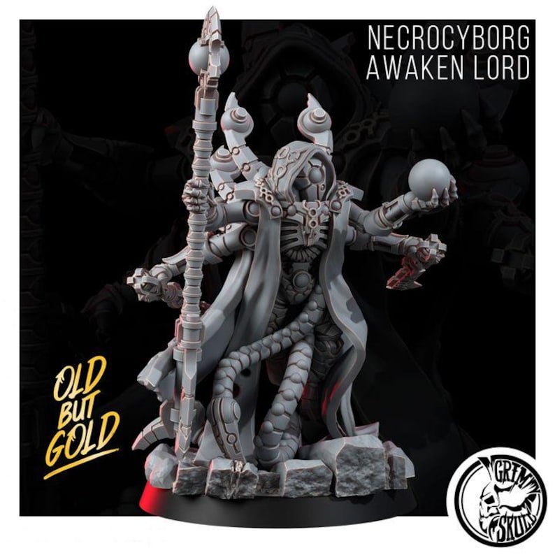 Nekrocyborg Erweckter Gott | 16k Resin-Miniaturen | 28 mm/32 mm Tabletop-Wargaming | Unbemalt Bild 2