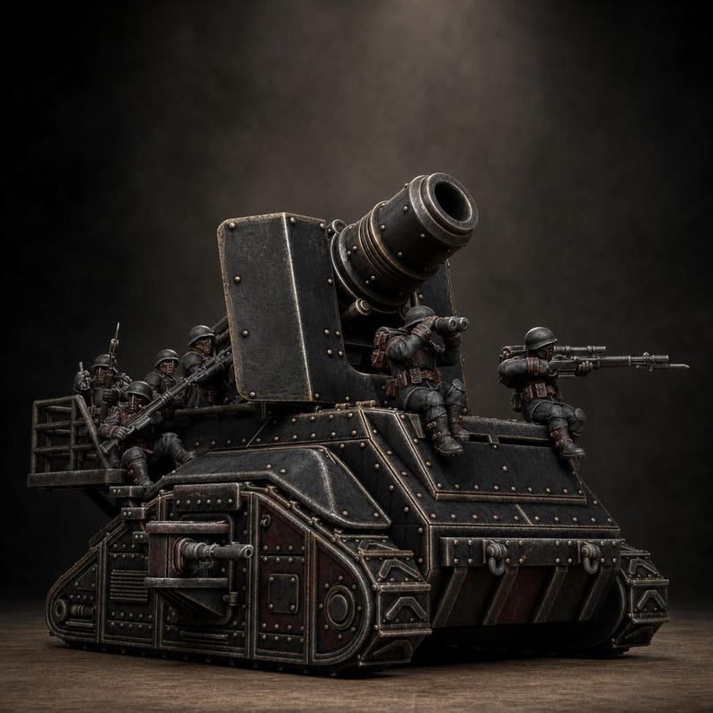 Freeguard artillerie minitank | Station Forge 16k harsminiaturen | 28 mm 32 mm tafelblad oorlogsspellen | Ongeverfd afbeelding 1
