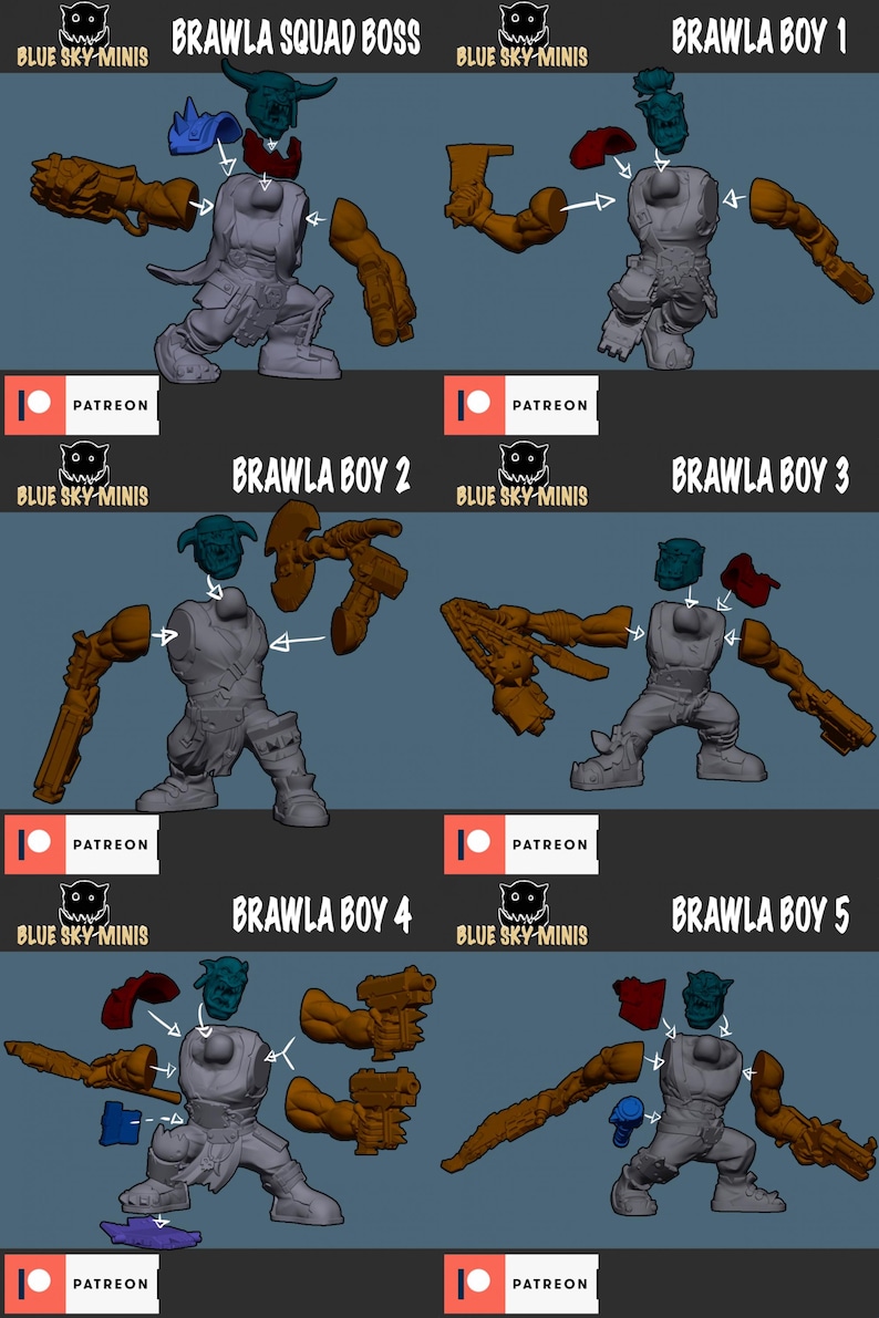 Brawlas Squad v2 - Orc Squad - 16k Resin - Orcs / Tabletop / Wargaming / Grimdark image 3