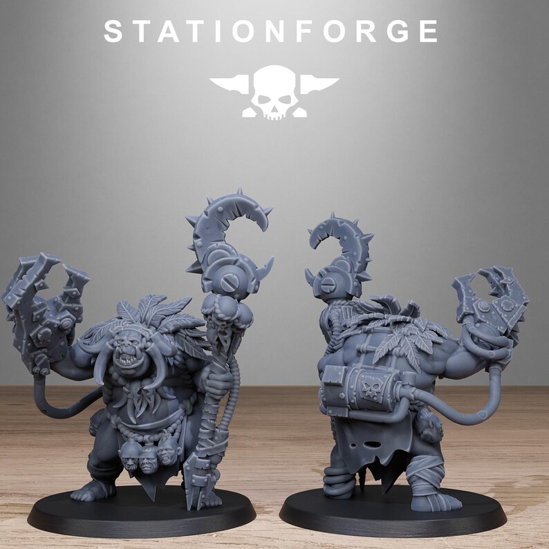 Infantería tribal Orkaz de Orkos / Miniaturas de resina Station Forge 16k / 28 mm 32 mm para juegos de guerra de mesa / Sin pintar imagen 3