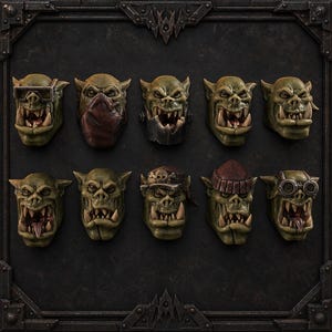 Orc Heads Pack 1 - Orc Bits Kit - 16k Resin - Orcher / Bordspel / Krigsspel / Grimdark