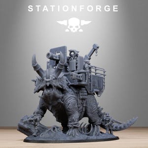 Grimguard Jungle Fighters Triceratank | Station Forge 16k Resin Miniatures | 28 mm 32 mm Tabletop Wargaming | Unbemalt Bild 10