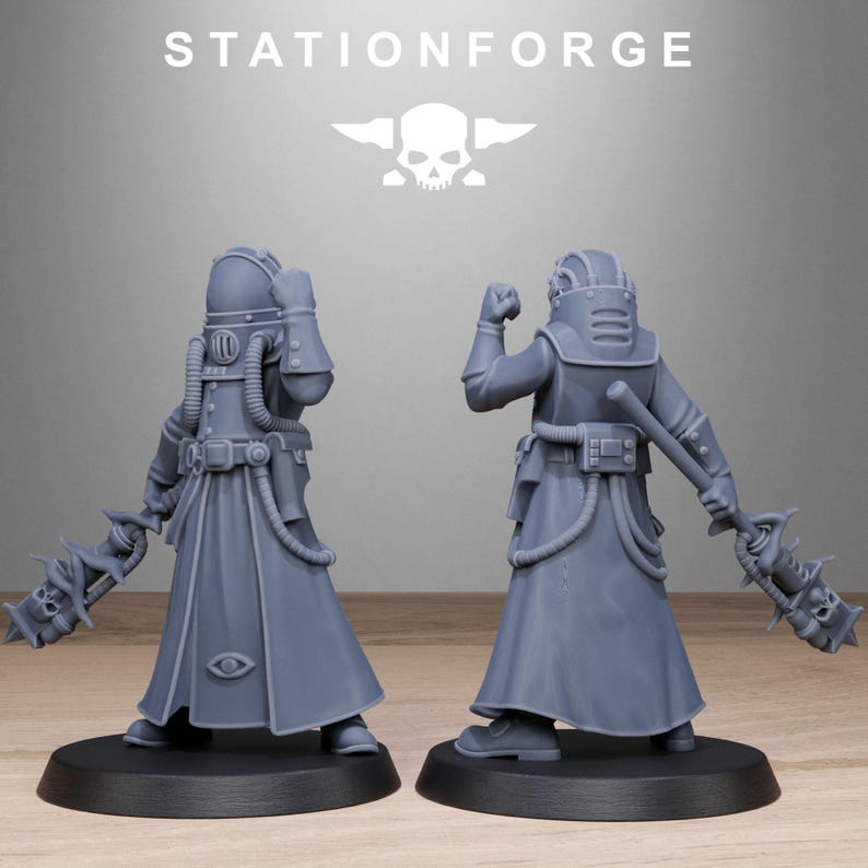 Grimcorp Seers | Station Forge 16k Resin Miniatures | 28 mm 32 mm Tabletop Wargaming | Ongeverfd afbeelding 5