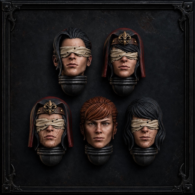 Sisterhood Heads – 5x Grimdark Wargaming Conversion Bits (16K Resin) image 1