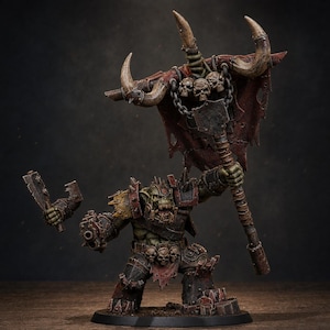 Chef Orkaz Bearer Orks | Station Forge 16k Figurines en résine | 28 mm 32 mm Jeux de figurines | Non peintes image 1