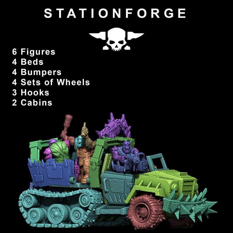 Orks Orkaz Party Wagon | Station Forge 16k Resin Miniatures | 28mm 32mm Tabletop Wargaming | Unpainted image 9