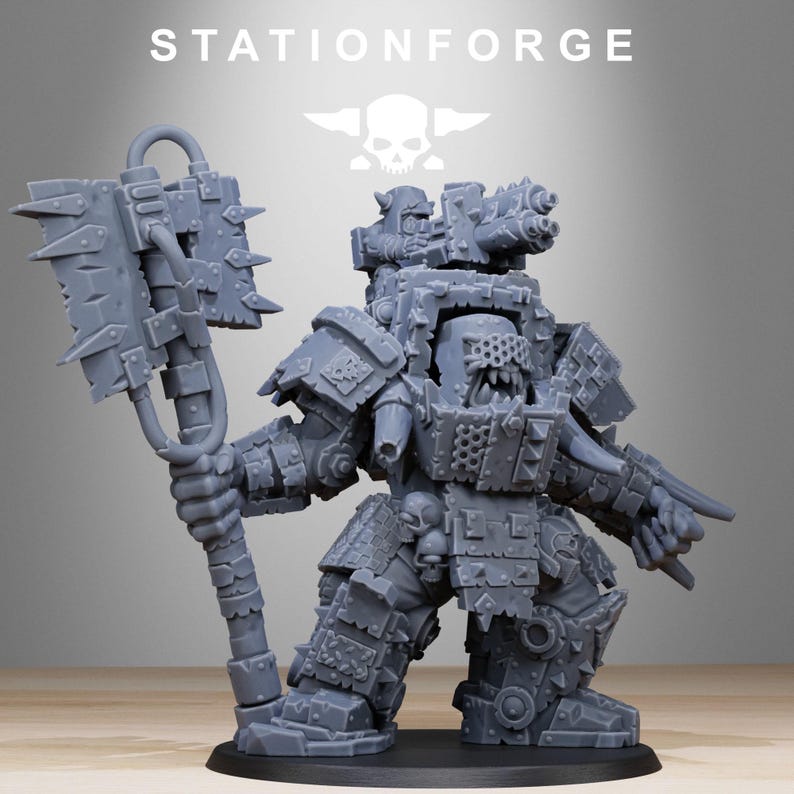 Orks Orkaz Commander | Station Forge 16k Resin Miniatures | 28mm 32mm Tabletop Wargaming | Unpainted image 4