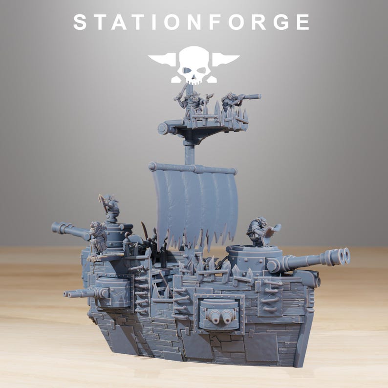Gobs Short Pearl Battle Ship | Station Forge 16K Resin Miniature (28mm/32mm Scale) image 3