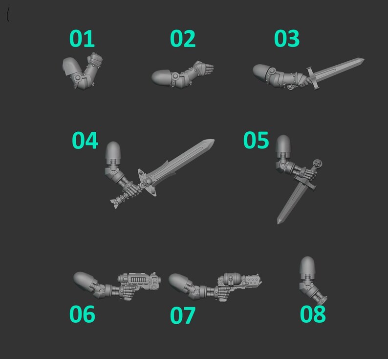 Eternal Pilgrims - Arm poses & bionic arms - 16k Resin - GreyTide Studio - Holy Warriors / Bitz / Tabletop / Wargaming / Grimdark image 2