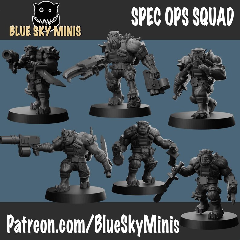 Speshul Forcez Boyz - Orc Squad - 16k Resin - Orcs / Tabletop / Wargaming / Grimdark image 2