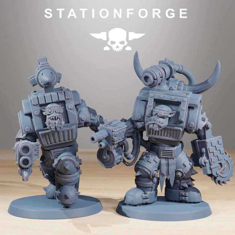 Orks Orkaz Steelbrutes | Station Forge 16k Resin Miniatures | 28mm 32mm Tabletop Wargaming | Unpainted image 5
