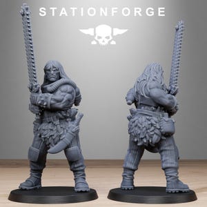 Barbares Techno Sauvages | Figurines en résine Station Forge 16k | 28 mm et 32 mm | Jeux de figurines | Non peintes image 8