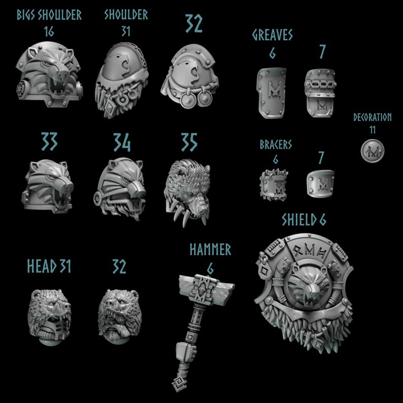 Primal Hounds - Bear Company - żywica 16k - GreyTide Studio - Wilki / Kosmiczni Wojownicy / Bitz / Gry planszowe / Gry wojenne / Grimdark zdjęcie 2