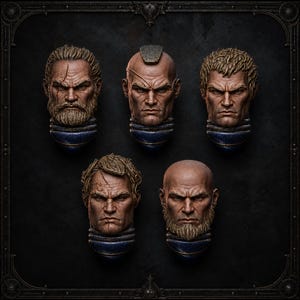 Legio Prima Victrix Heads – 5-Pack 16k Resin Conversion Bits (28mm/32mm Scale) image 1