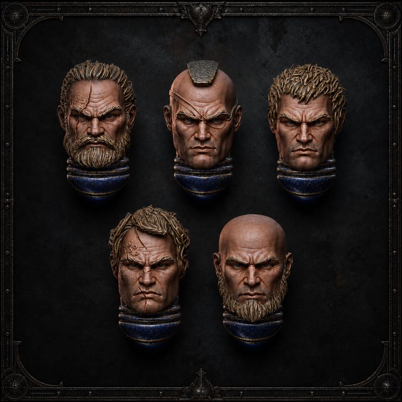 Legio Prima Victrix Heads – 5-Pack 16k Resin Conversion Bits (28mm/32mm Scale) image 1