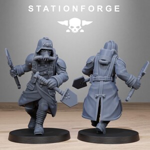 GrimGuard Shovel Fighters | Station Forge 16k Resin Miniatyrer | 28 mm 32 mm Bordsskiva Krigsspel | Omålad bild 7