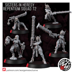 Sisters of Heresy Repentium Squad T2 | 16k Resin Miniatures | 28 mm 32 mm Tabletop Wargaming | Unbemalt Bild 10