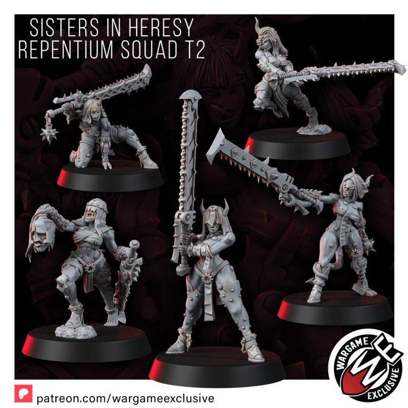 Sisters of Heresy Repentium Squad T2 | 16k Resin Miniatures | 28 mm 32 mm Tabletop Wargaming | Unbemalt Bild 10