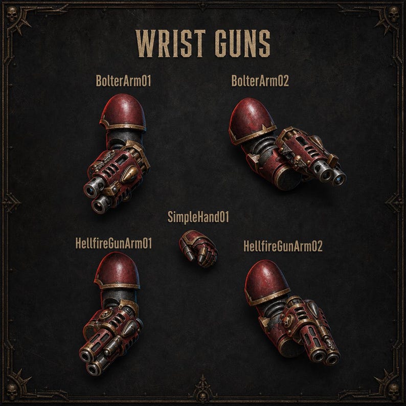 Crimson Lords - Wrist guns - 16k Resin - GreyTide Studio - Blood / Space Warriors / Bitz / Tabletop / Wargaming / Grimdark image 1