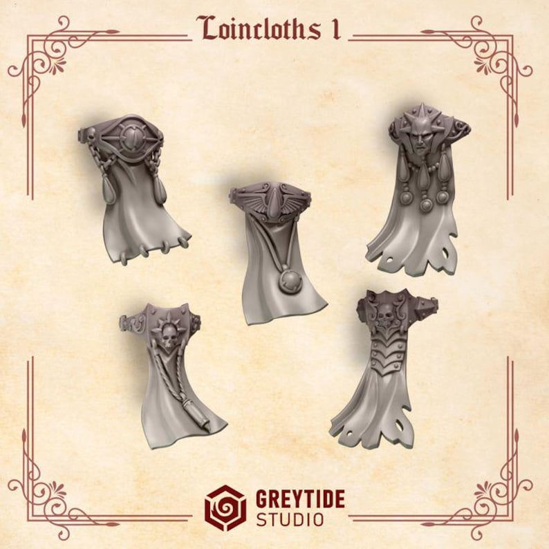 Crimson Lords - Loincloths #1 - 16k Resin - GreyTide Studio - Blood / Space Warriors / Bitz / Tabletop / Wargaming / Grimdark image 1