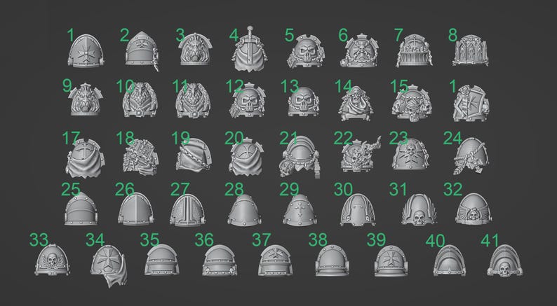 Eternal Pilgrims - Big shoulderpads - 16k Resin - GreyTide Studio - Holy Warriors / Space Warriors / Bitz / Tabletop / Wargaming / Grimdark image 2