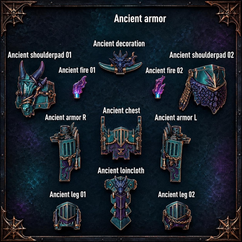 Gardiens de l'Enclume - Ensemble d'armure antique - Résine 16k - GreyTide Studio - Drakes / Guerriers de l'espace / Pièces détachées / Jeu de plateau / Wargaming / Grimdark image 1