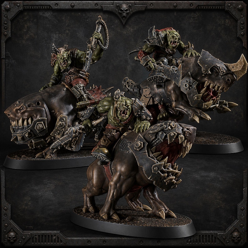 Beastie Riders Orc Squad - 16k Resin - Orcs / Tabletop / Wargaming / Grimdark image 1