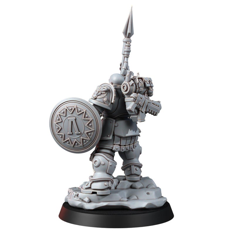 Space Knights Polemarchos | 16k Resin Miniatures | 28mm 32mm Tabletop Wargaming | Unpainted image 4