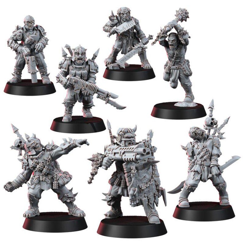 Chaos Renegades Of Pain Killer Team | 16k Resin Miniatures | 28 mm 32 mm Tabletop Wargaming | Ongeverfd afbeelding 2