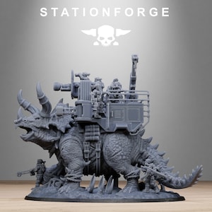 Grimguard Jungle Fighters Triceratank | Station Forge 16k Resin Miniatures | 28 mm 32 mm Tabletop Wargaming | Unbemalt Bild 3
