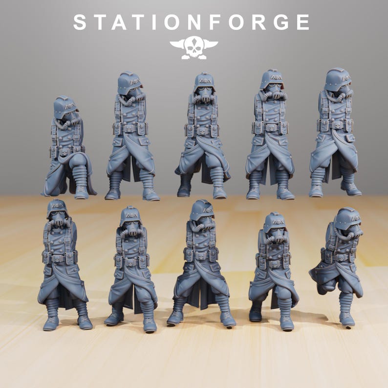 Grimguard Infanteriebouwer | Station Forge 16k Resin Miniatures | 28 mm 32 mm Tafelblad Wargaming | Ongeverfd afbeelding 4