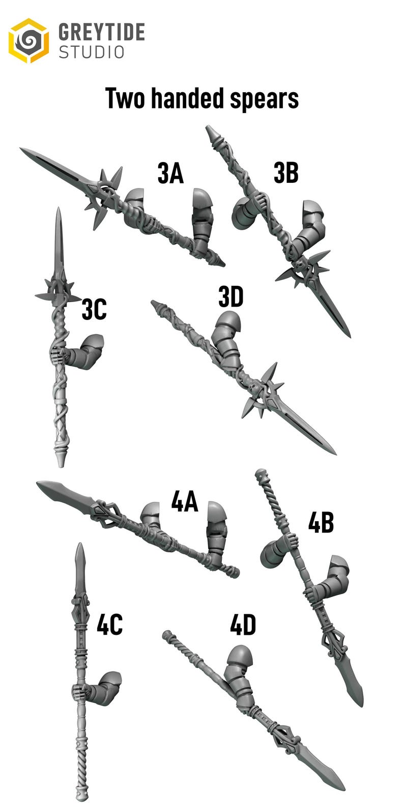 Crimson Lords - Two handed spears #3 - 16k Resin - GreyTide Studio - Blood / Space Warriors / Bitz / Tabletop / Wargaming / Grimdark image 2