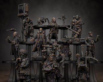 Grimcorp Scrap Operatives | Station Forge 16k Resin Miniatures | 28 mm 32 mm Tabletop Wargaming | Ongeverfd