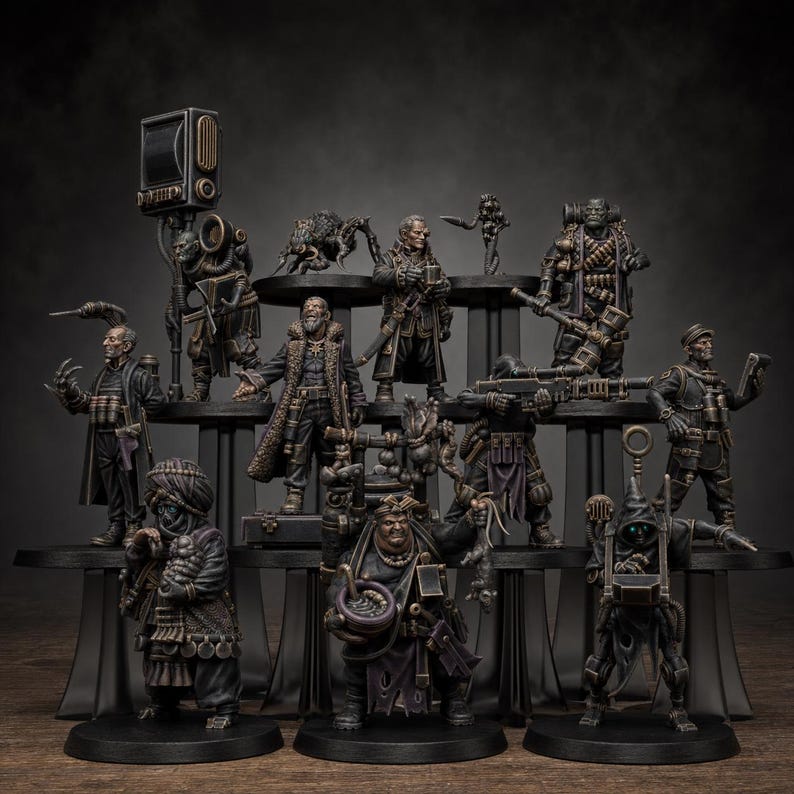 Grimcorp Scrap Operatives | Station Forge 16k Resin Miniatures | 28mm 32mm Tabletop Wargaming | Unpainted image 1